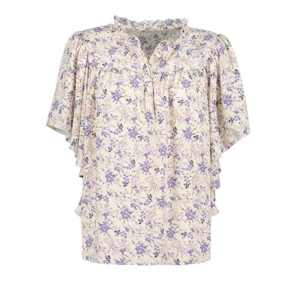 Bishop + Young Camille Flutter Sleeves Blouse Botanical Print Size XL Casual - Picture 8 of 12